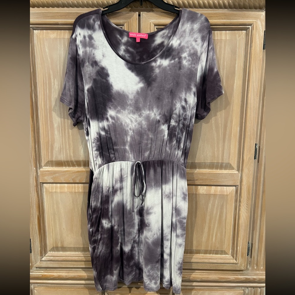 Simply Southern Black and Gray Tie-Dye Dress - Picture 1 of 3